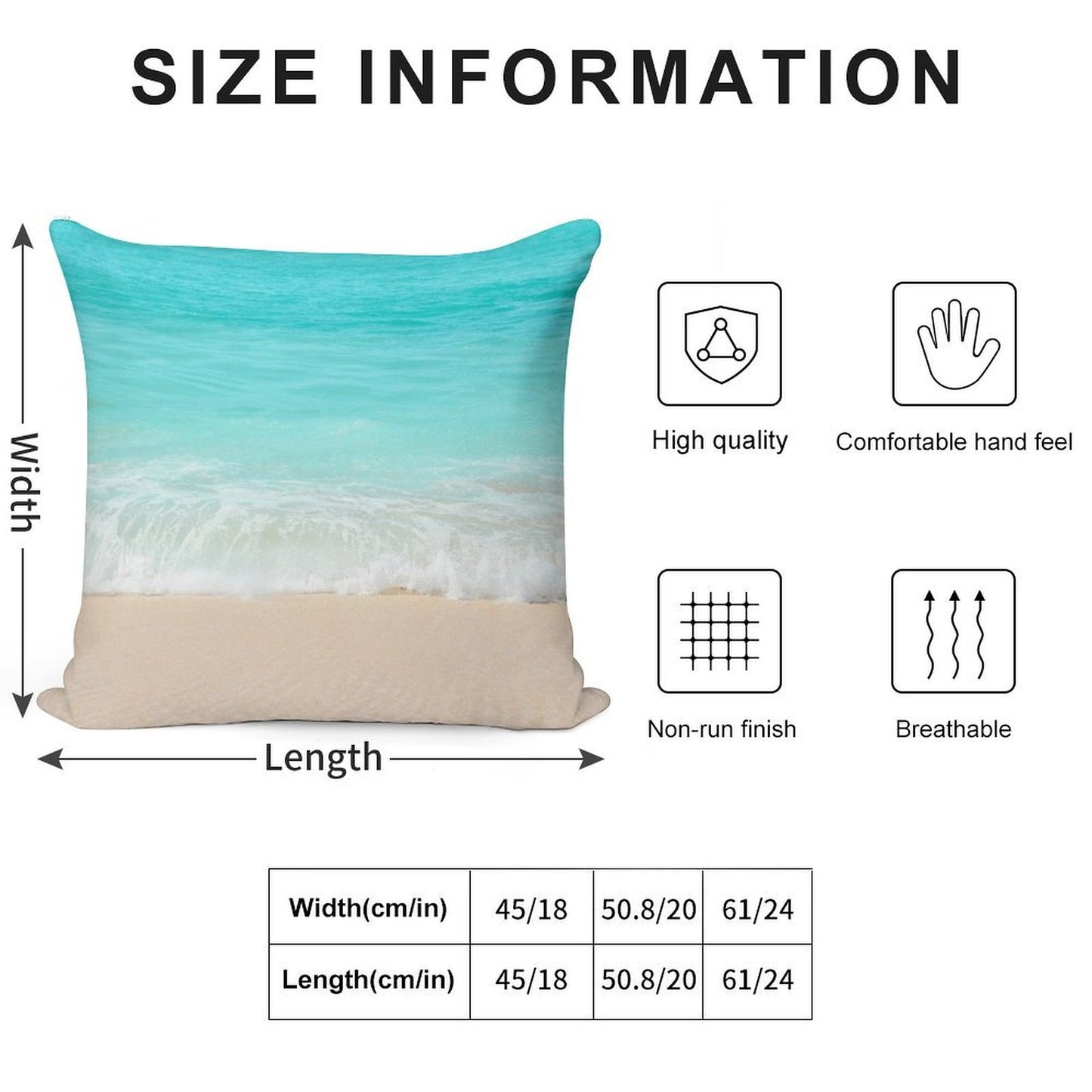 Bright Blue Calm Ocean Shore Soft Multiple Sizes Throw Pillow