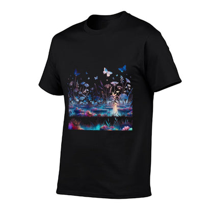 Twilight Garden Ethereal Meadow with Butterflies  Graphic-printed T-Shirt