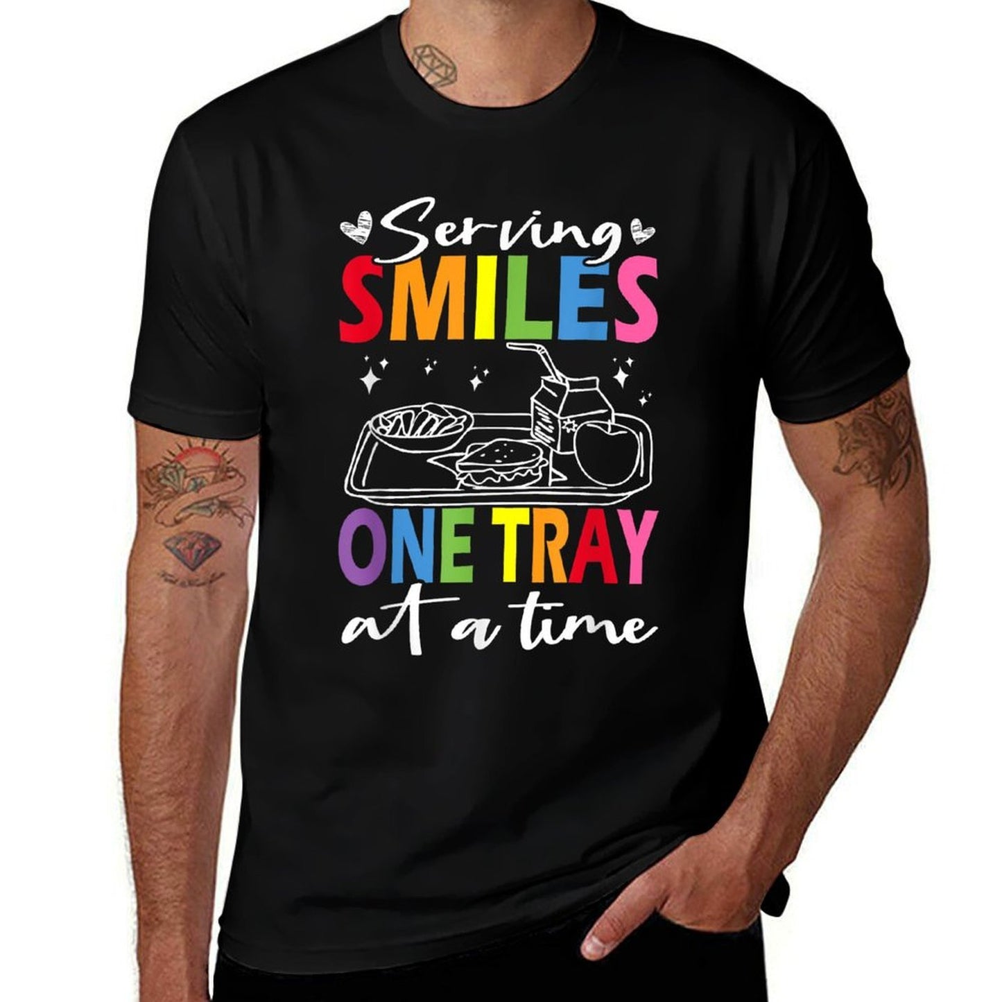Serving Smiles One Tray At A Time Ladies Cafeteria Worker  Durable T-Shirt