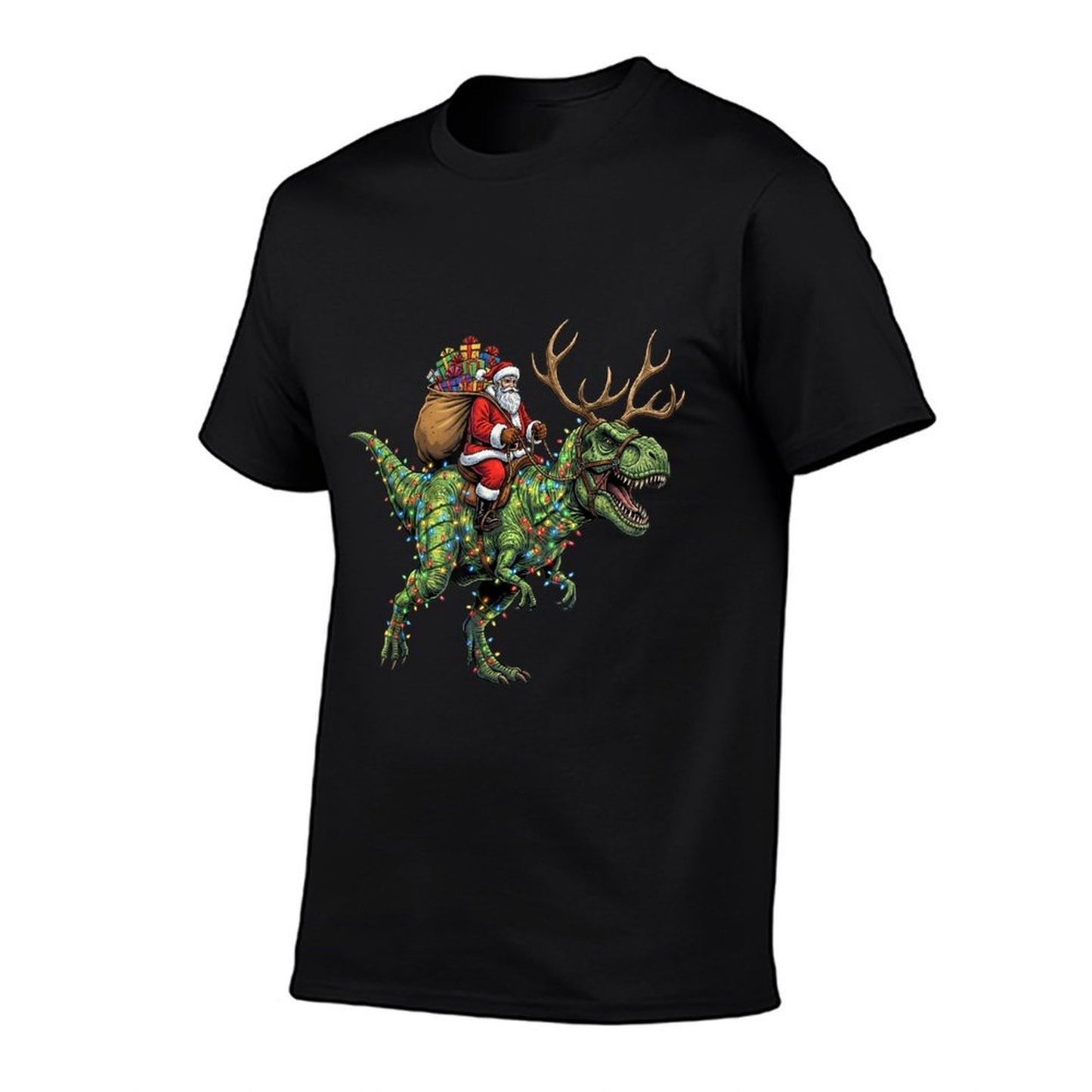 Funny Santa Riding Dinosaur T Rex Christmas Boys Men Kids  Easy-care T-Shirt