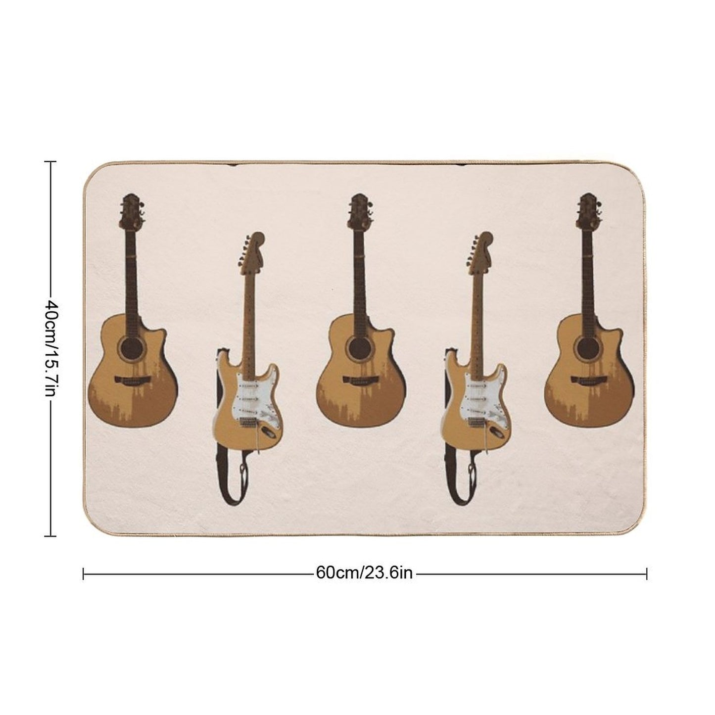 Acoustic And Electric Guitar Pair Durable Bath Mat