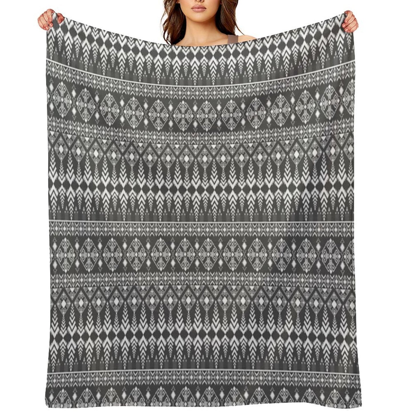 Abstract Geometric Pattern on Gray Background Premium Throw Blanket
