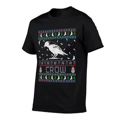 Ugly Christmas Sweaters Men Women Xmas Ugly Crow  Cotton T-Shirt