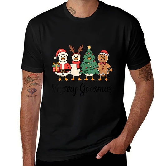 Womens Merry Goose on The Loose Funny Christmas Silly Humor  High-quality Stitching T-Shirt