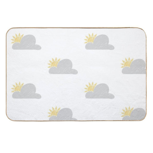 Sunny Grey Skies Sketch  Pattern  Absorbent Bath Mat