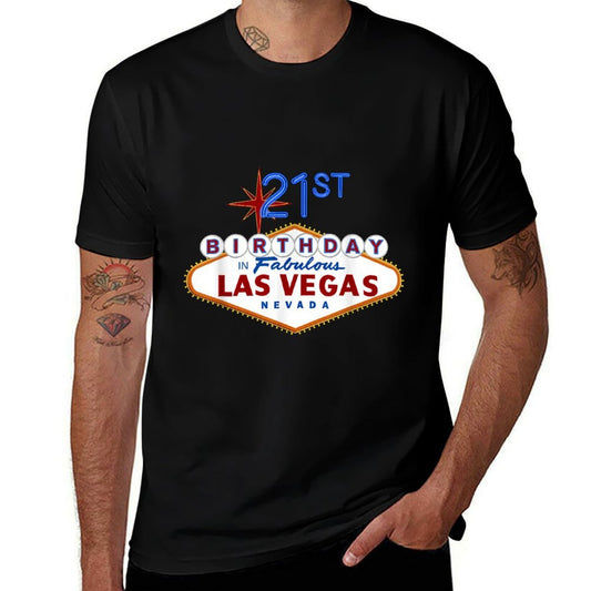 21st Birthday in Las Vegas Classic Sign Souvenir T  Stretchy T-Shirt
