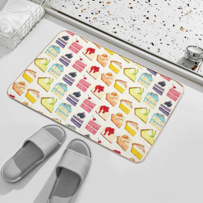 Rainbow Cakes & Pies Pattern  Stain-Proof Bath Mat