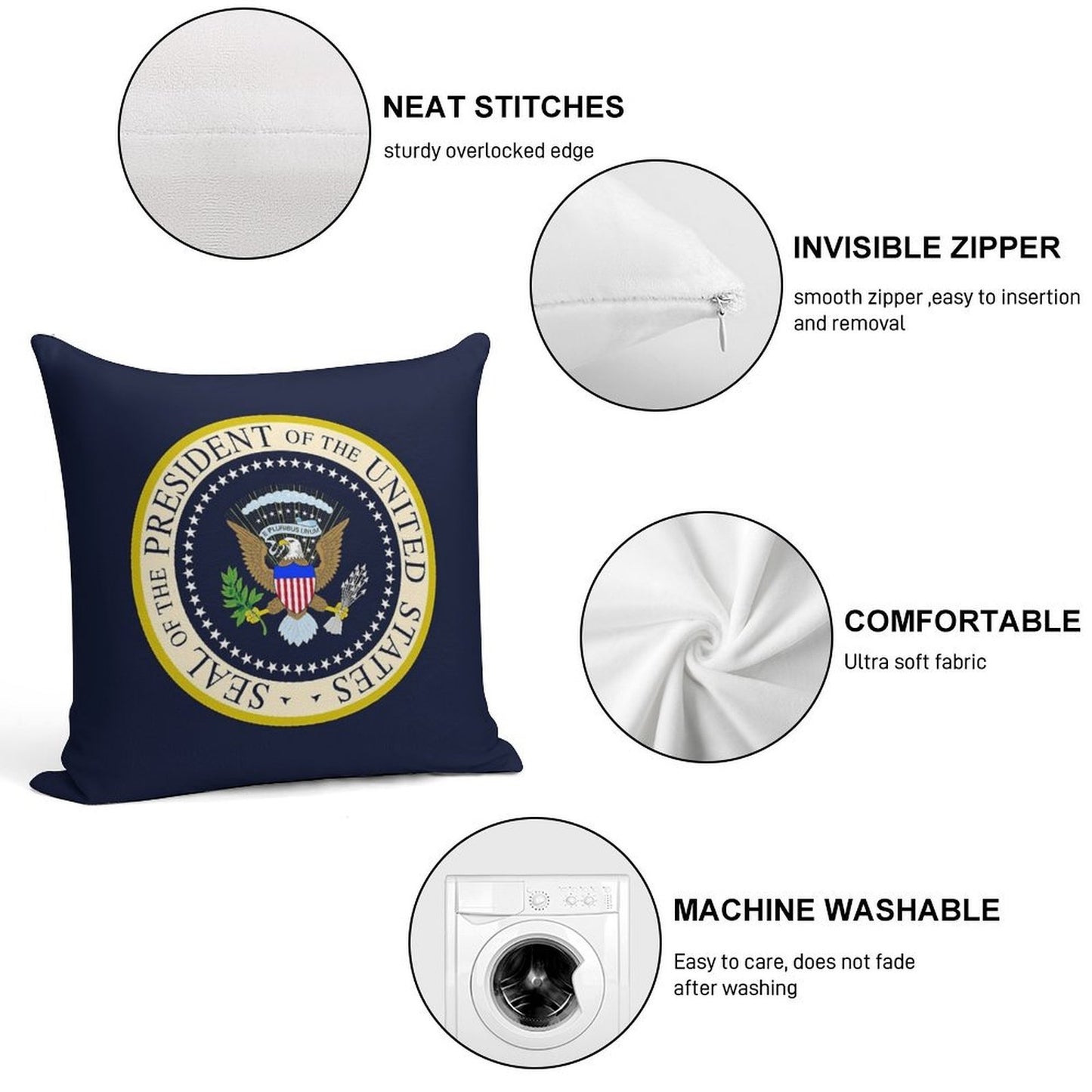 Seal of The President of The United States Soft Decorative Cover Throw Pillow