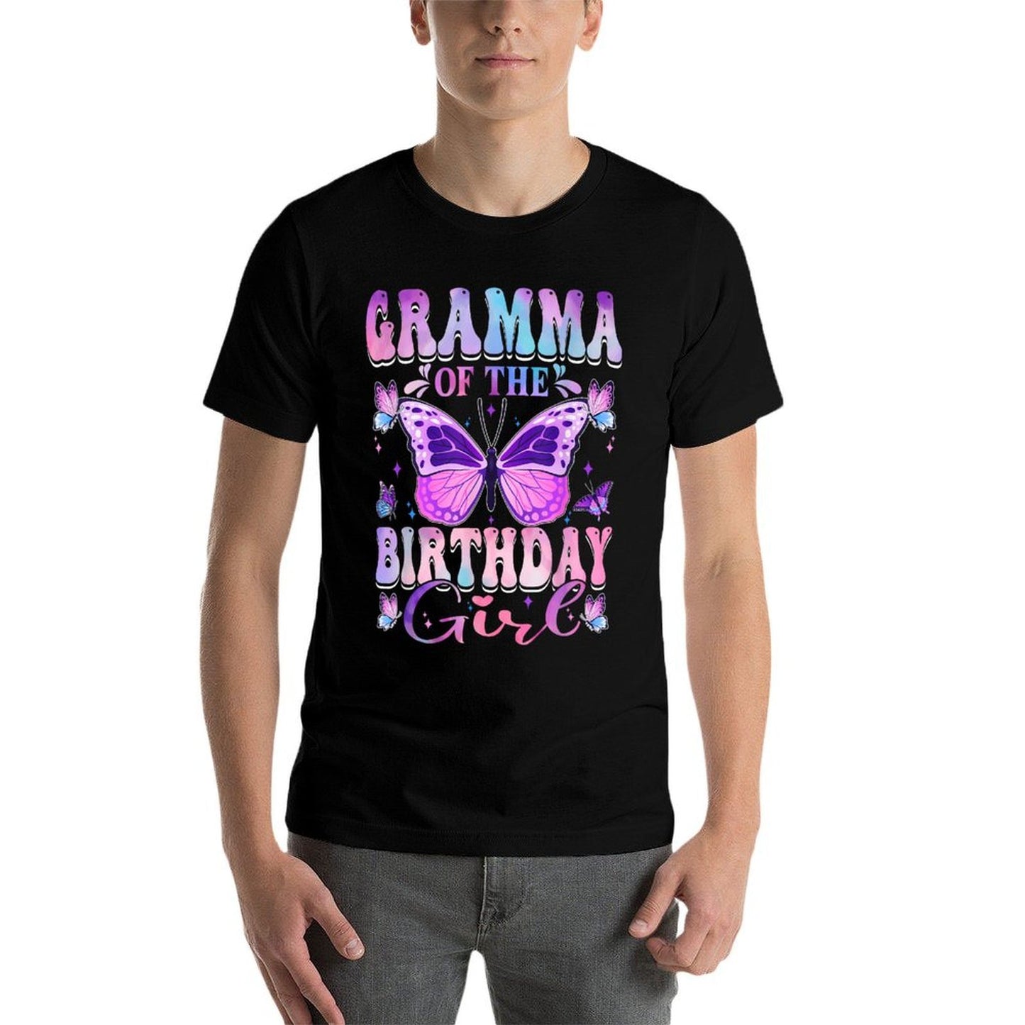 Gramma Of The Birthday Girl Butterfly Party Matching Family  Versatile T-Shirt