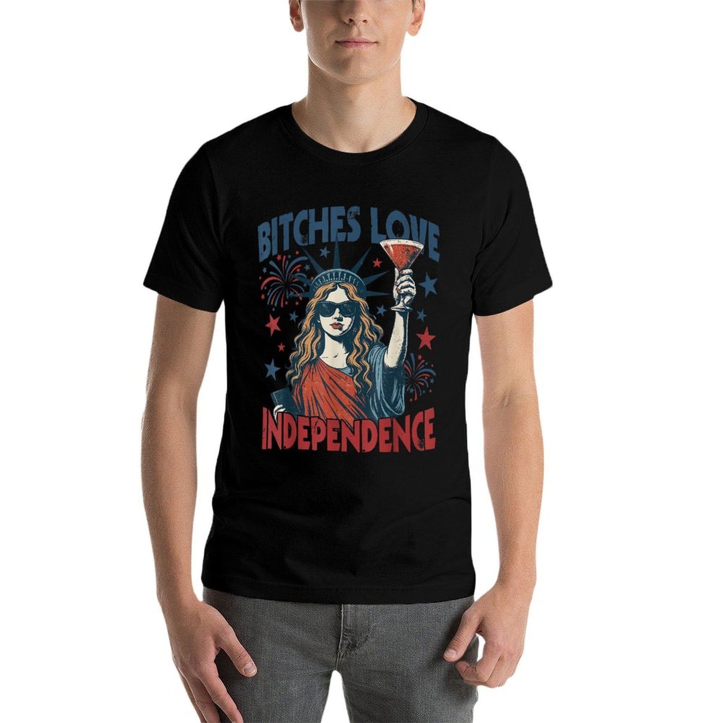 Bitches Love Freedom Funny 4th July  Tagless Design T-Shirt