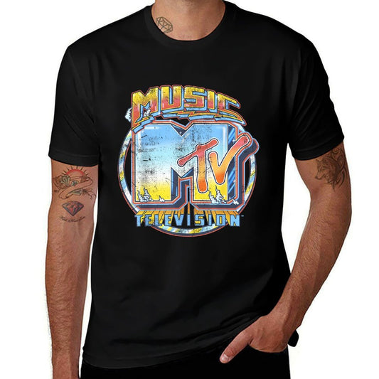 MTV Airbrushed Music Television Logo Graphic  Eco-friendly Material T-Shirt