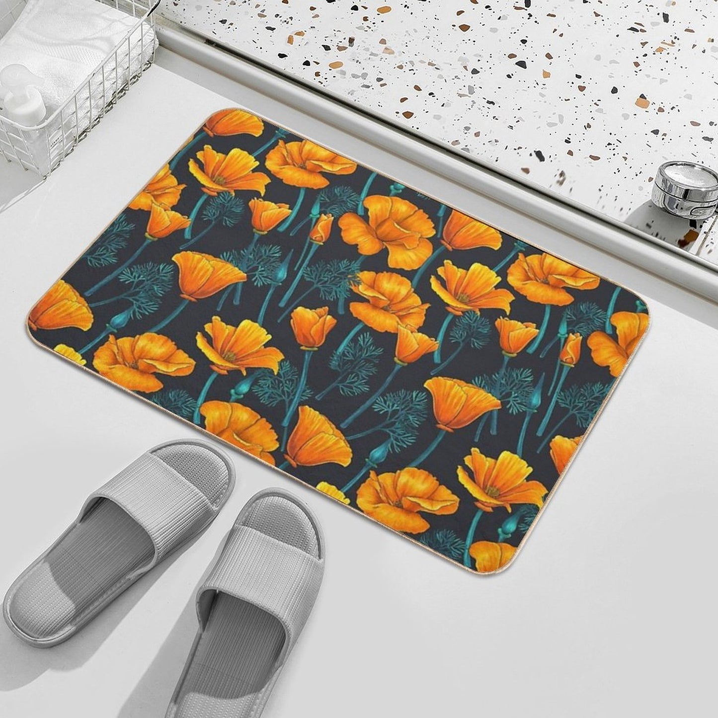 California Poppies 4  Rapid-Drying Bath Mat