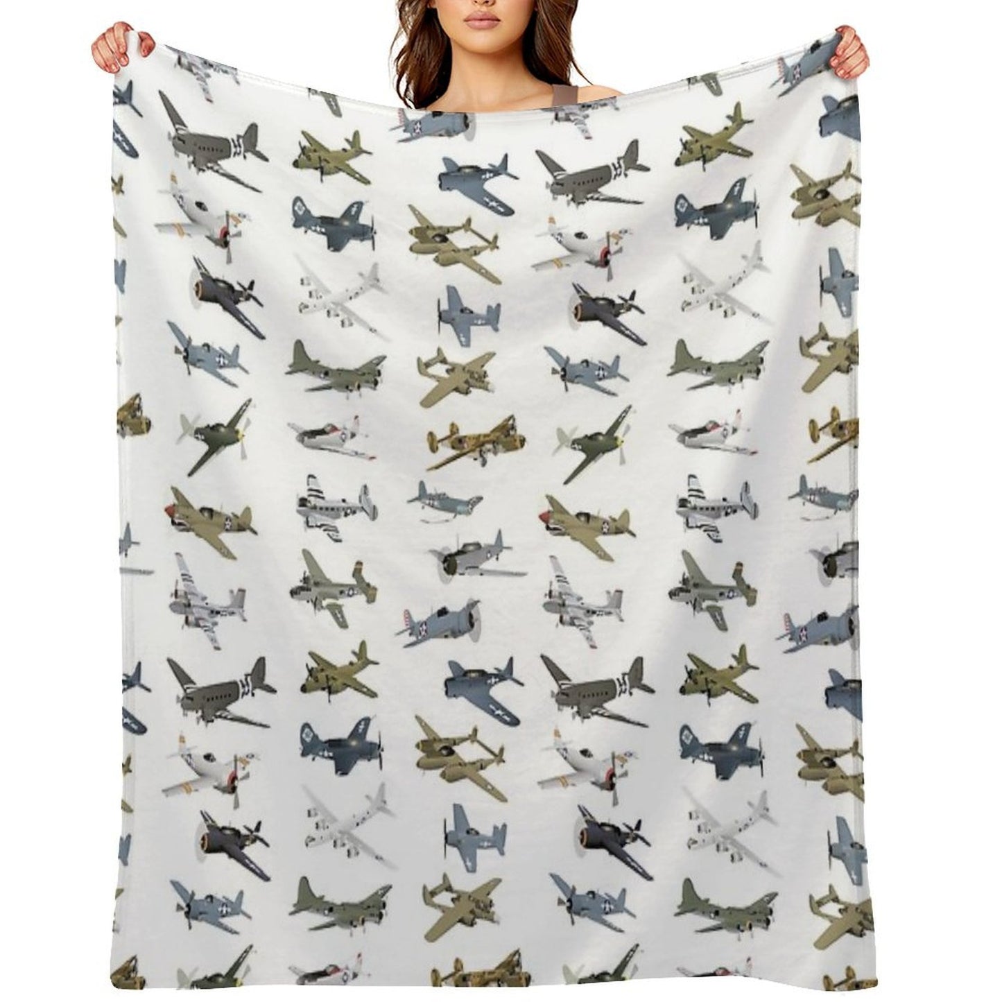 Various American WW2 Airplanes Wrinkle-free Throw Blanket