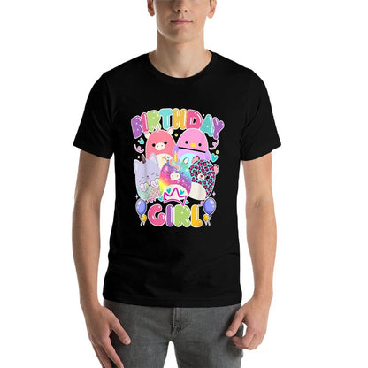 Cute Birthday Girl Squish Squad Mallow Girls Kids Bday Party  Easy-care T-Shirt