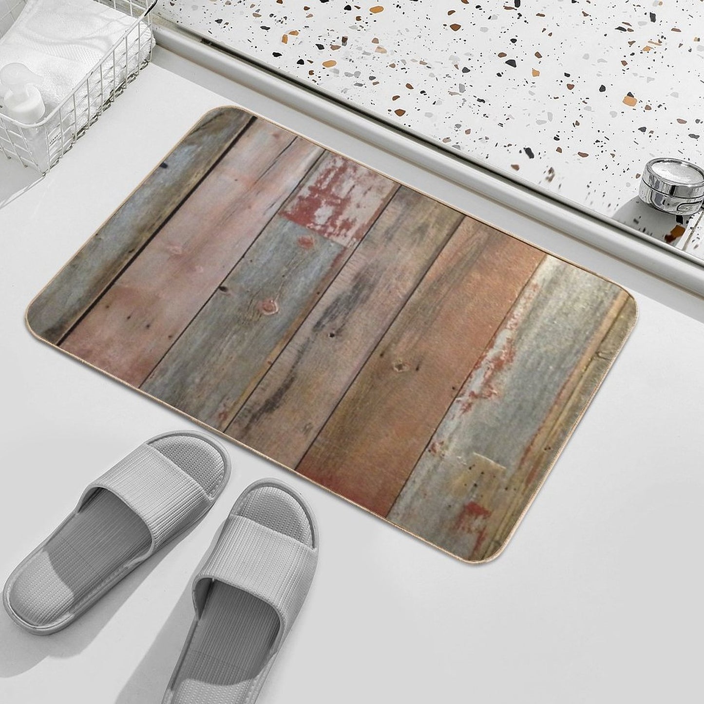 Farmhouse Chic Rustic Western Country Primitive Barn Wood  Fade-Resistant Bath Mat