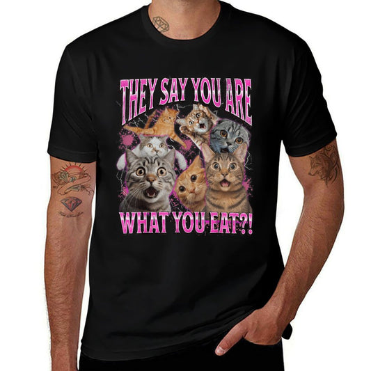 You Are What You Eat Funny Lesbian Cat Meme Bootleg Graphic  Vintage-inspired T-Shirt