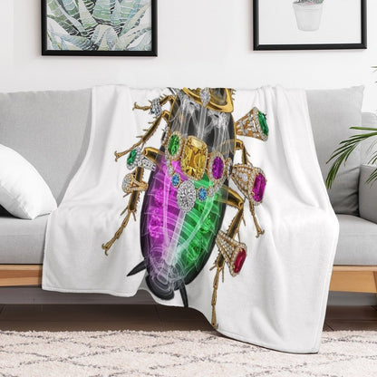 Skeleton Cockroach with Diamonds And Jewels Eco-conscious Throw Blanket