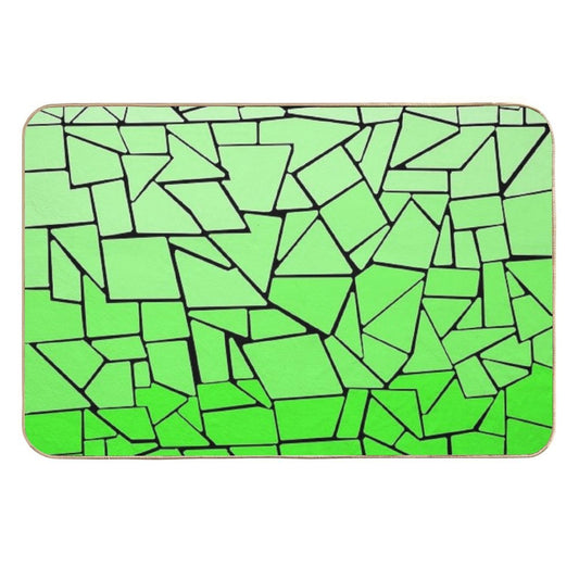 Green Gradient Tiles with Black Background  Rapid-Drying Bath Mat