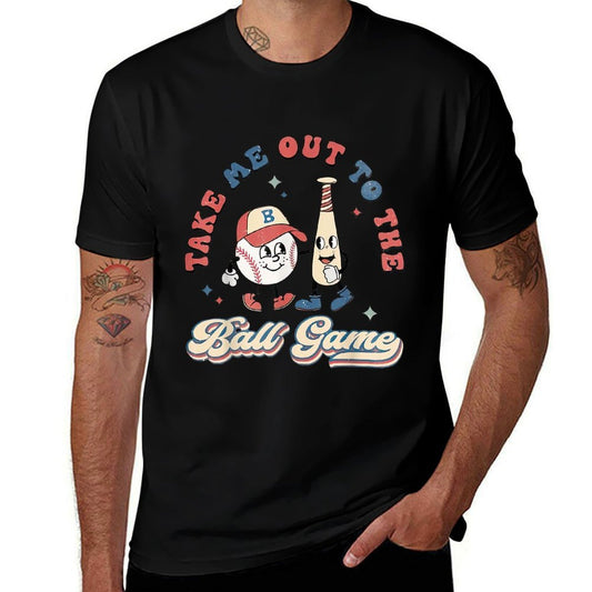 Take Me Out to The Ball Game Retro Baseball  Slim-fit Cut T-Shirt