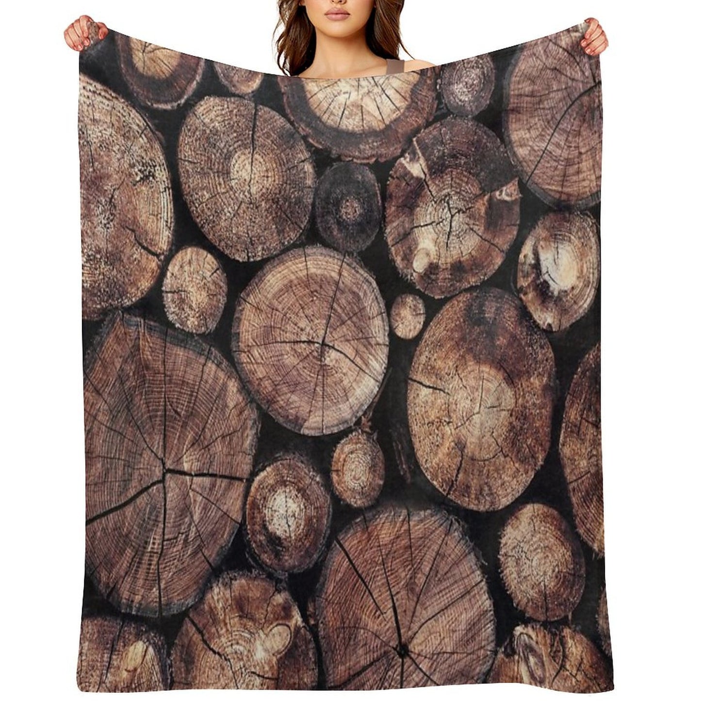 The Wood Holds Many Spirits  Vintage Moody Spiritual Forest Texture Lodge Logs With Cascadia Cabin Tree Souls Travel-friendly Throw Blanket