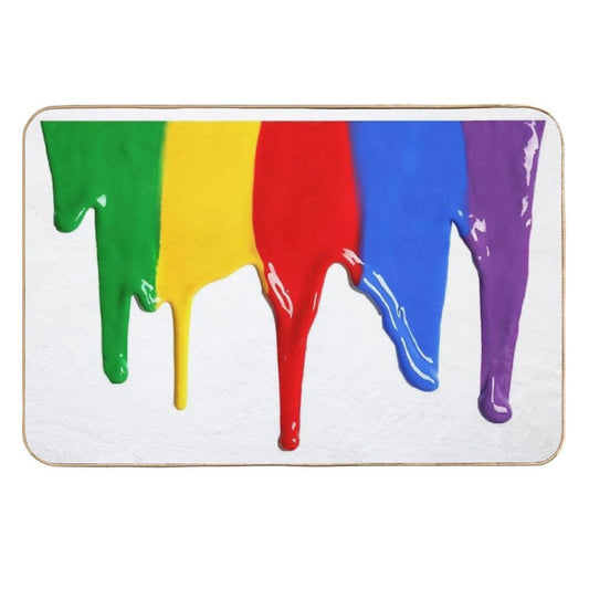 Dripping Rainbow Paint  Easy Maintenance Bath Mat
