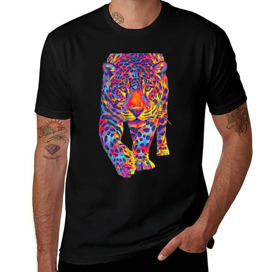 Rainbow Jaguar Abstract Colorful Cat Lover  Stretchy T-Shirt