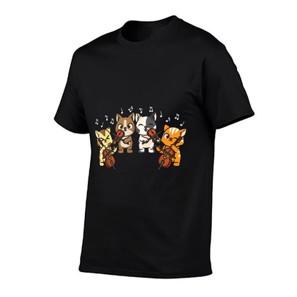 Funny Cats Playing Violin Cello Orchestra Musician Music  Moisture-wicking T-Shirt
