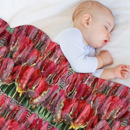 Parrot Tulips Floral Design Travel-friendly Throw Blanket
