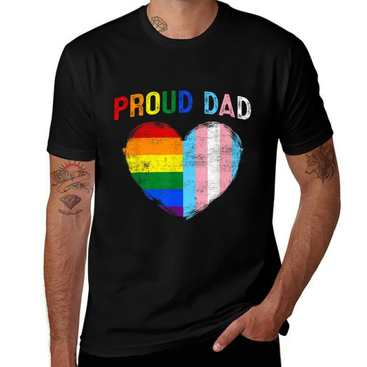 Funny Fathers Day Proud Dad Transgender Gay Rainbow LGBT  Eco-friendly Material T-Shirt