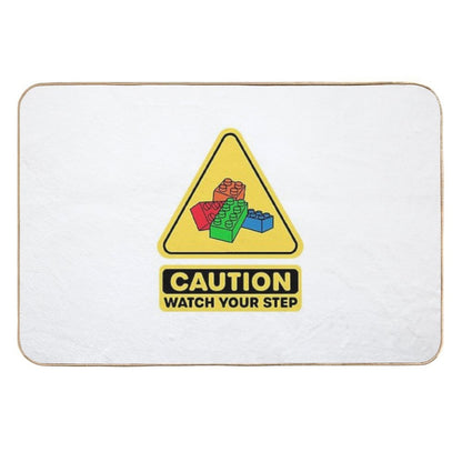 Caution Watch Your Step Toy Brick Building Block AFOL  High-Traffic Bath Mat