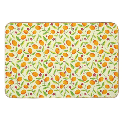 Orange Citrus Floral Pattern – Seamless Summer Fruit Botanical Illustration  Odorless Bath Mat