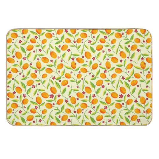 Orange Citrus Floral Pattern – Seamless Summer Fruit Botanical Illustration  Odorless Bath Mat