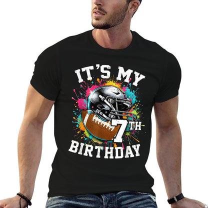 It's My 7th Birthday Football 7 Years Old Colorful  Moisture-wicking T-Shirt
