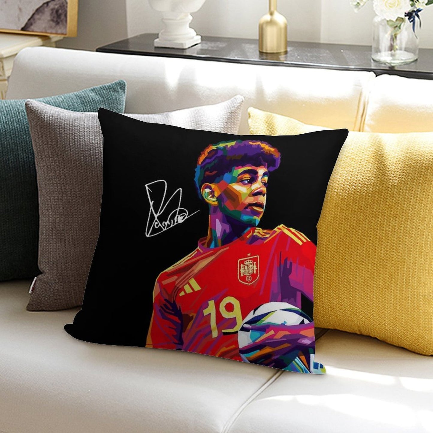 Lamine Yamal Wpap Art Soft Durable Construction Throw Pillow