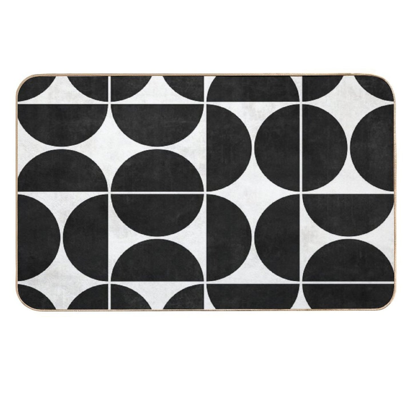 Mid-Century Modern Pattern No.3 - Black And White Concrete  Non-Slip Bath Mat