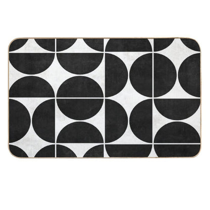 Mid-Century Modern Pattern No.3 - Black And White Concrete  Non-Slip Bath Mat