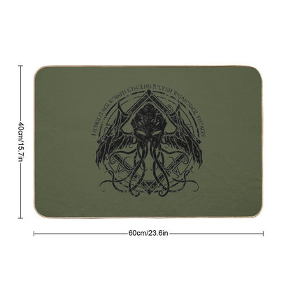 Cthulhu - Lovecraft - Distressed Chant Design V2  Fade-Resistant Bath Mat