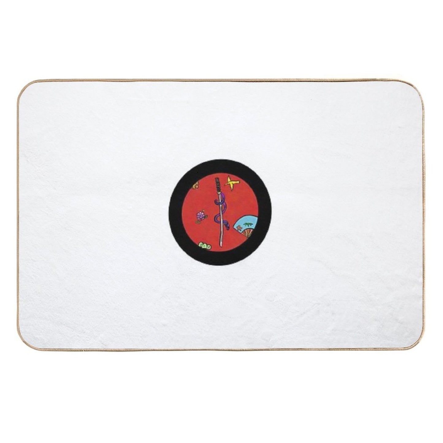 Okinawan Weapon Art Red  Easy Maintenance Bath Mat