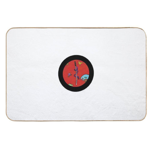Okinawan Weapon Art Red  Easy Maintenance Bath Mat