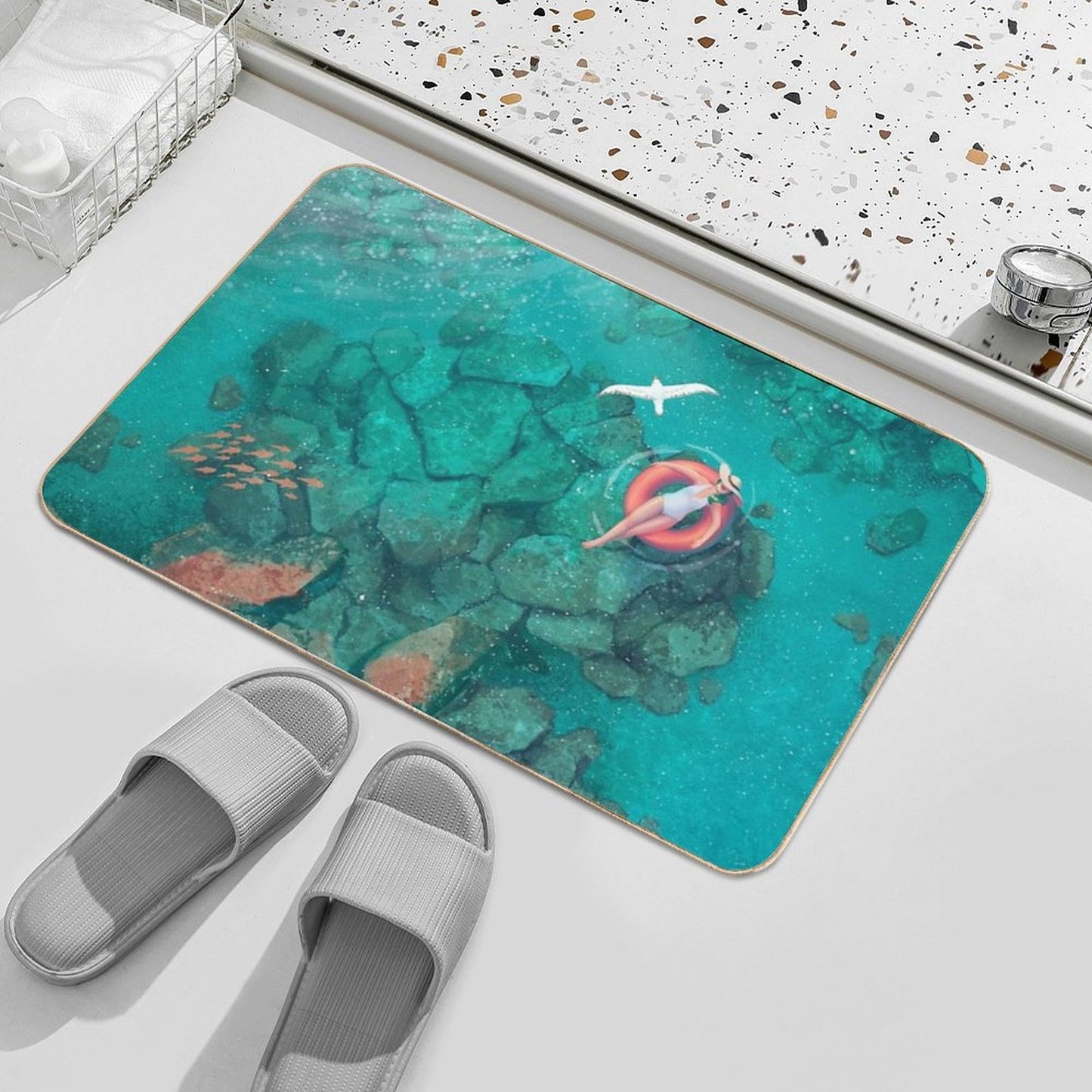 Saltwater Summer  Repositionable Bath Mat