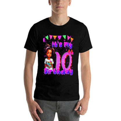 Its My 10th Birthday African American Black Girl 10 Year Old  Polyester Blend T-Shirt