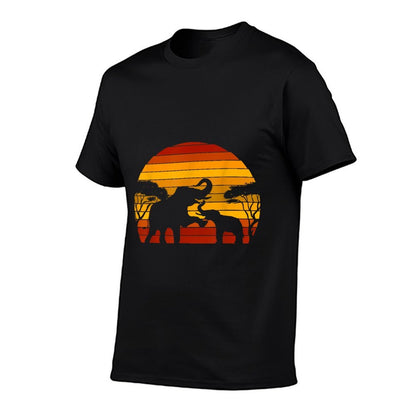Retro Africa Animal Zoo Keeper Gift Safari Sunset Elephant  Heathered Texture T-Shirt