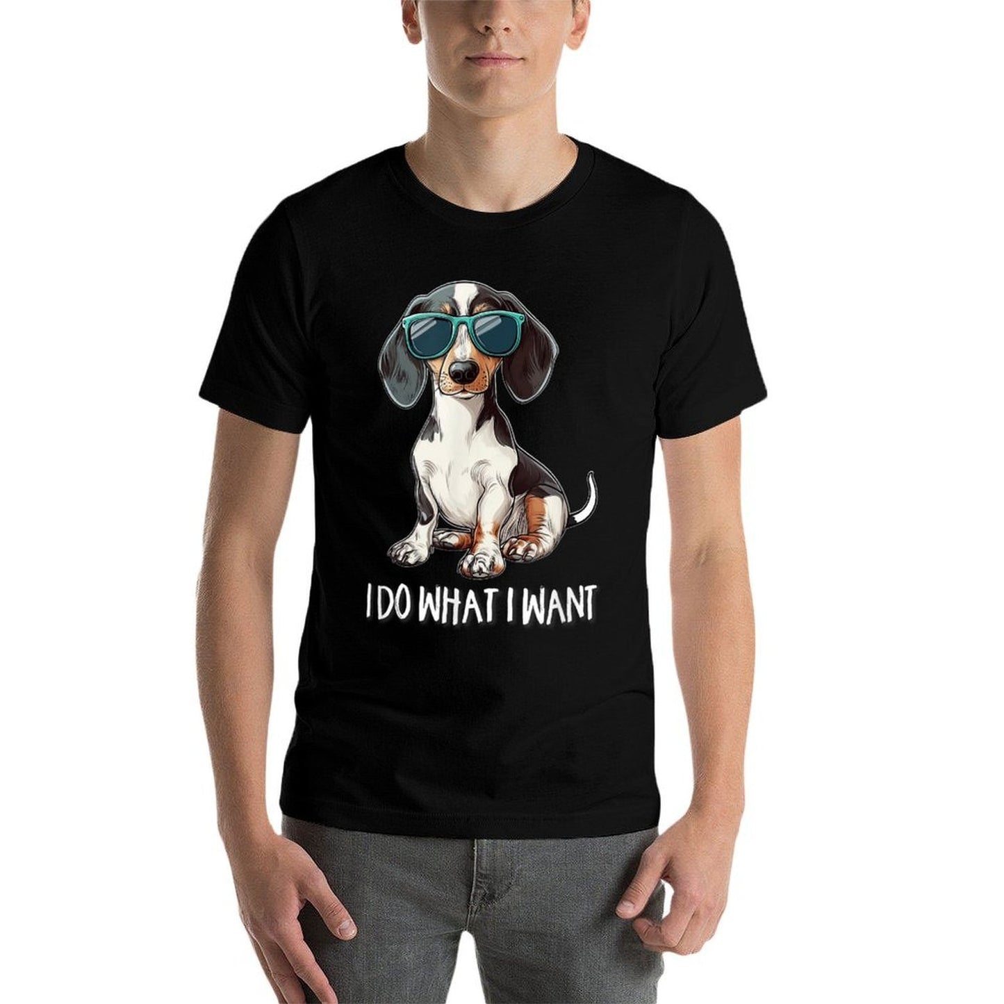 Funny Do What I Want Piebald Dachshund Lover  Versatile T-Shirt