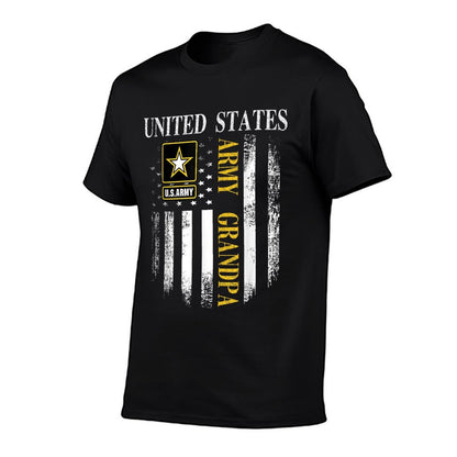 Vintage United States Army Grandpa With American Gift  High-quality Stitching T-Shirt